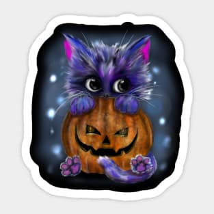 cat and pumpkin Sticker